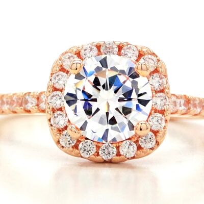 Rose Gold Round Gems Classic Ring