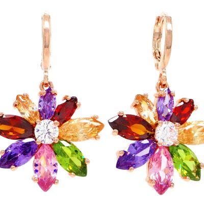 Rose Gold Rainbow Flower Earrings