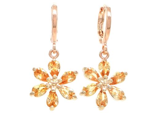 Rose Gold Citrine Leaf Earrings