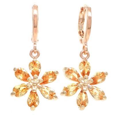 Rose Gold Citrine Leaf Earrings
