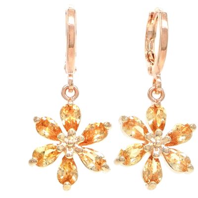 Rose Gold Citrine Leaf Earrings
