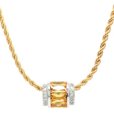 Gold Citrine Rope Necklace