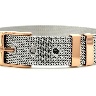 Steel And Rose Gold Belt Bracelet