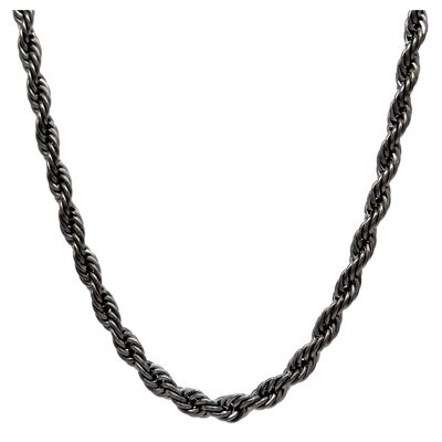 Halskette aus schwarzem Stahl mit dünnem Seil
