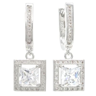 Boucles d'oreilles princesse en argent sterling avec gemme