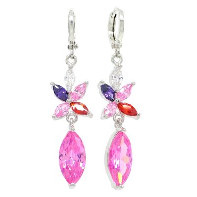 White Gold Pink Marquise Earrings