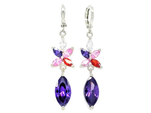 White Gold Purple Marquise Earrings