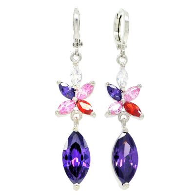 White Gold Purple Marquise Earrings