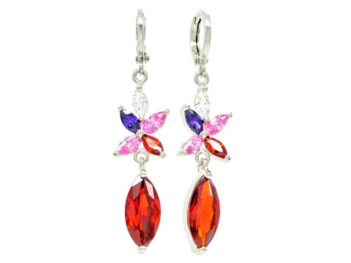 White Gold Red Marquise Earrings