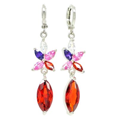 Boucles D'oreilles Marquise Rouge Or Blanc