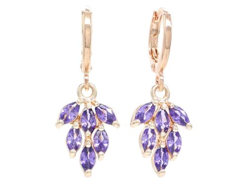 Rose Gold Purple Leaf Earrings