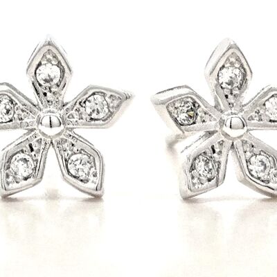 Boucles d'oreilles fleur étoile en argent sterling