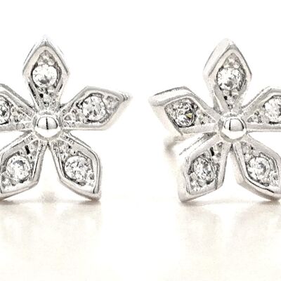 Sterling Silver Star Flower Earrings
