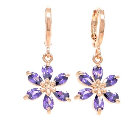 Rose Gold Purple Raindrop Flower Earrings
