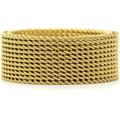 Gold Steel Mesh Band Ring