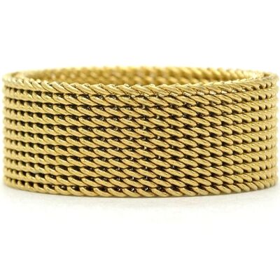 Gold Steel Mesh Band Ring