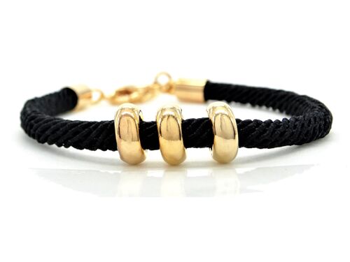 Black Rope Gold Charms Bracelet