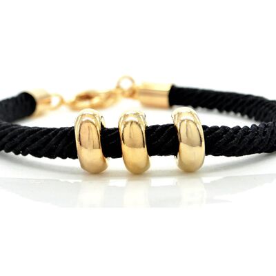 Schwarzes Seil mit goldenem Charms-Armband