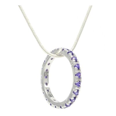 Sterling Silver Necklace With Purple Ring
