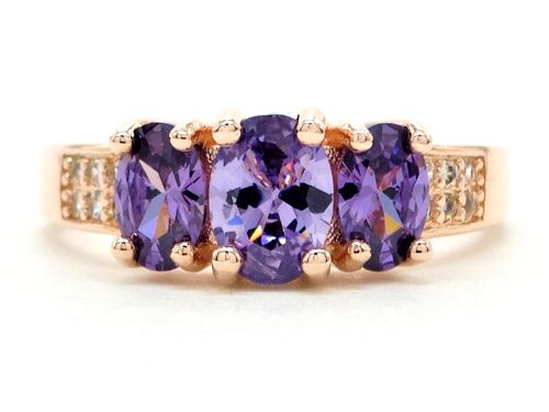 Rose Gold Purple Oval Gem Ring