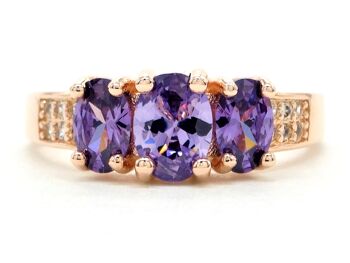 Bague Gemme Ovale Violet Or Rose 1