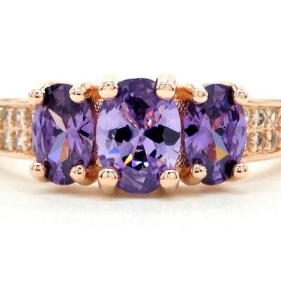 Rose Gold Purple Oval Gem Ring