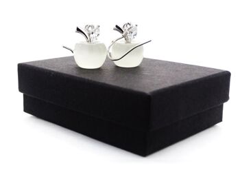 Collier et boucles d'oreilles pomme en pierre de lune blanche 6