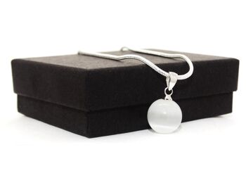 Collier et boucles d'oreilles boule en pierre de lune blanche 7