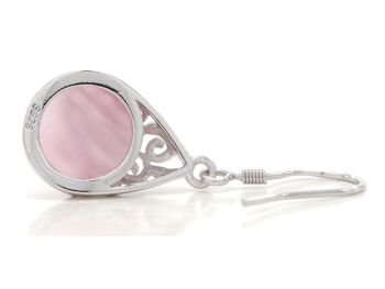 Collier et boucles d'oreilles en pierre de lune rose décorée 3