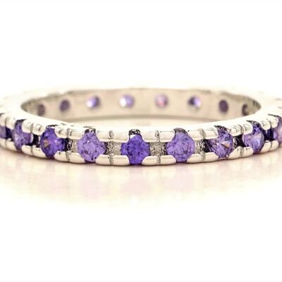 Purple Thin Silver Band Ring