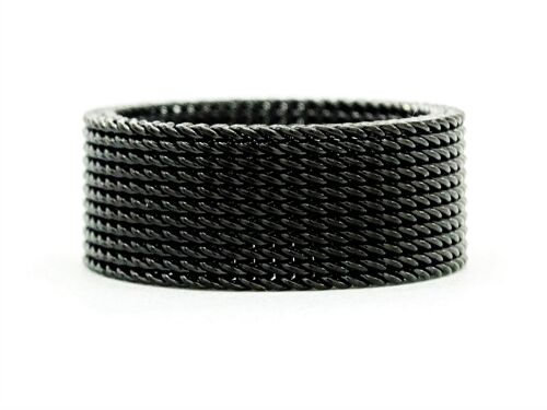 Black Steel Mesh Band Ring