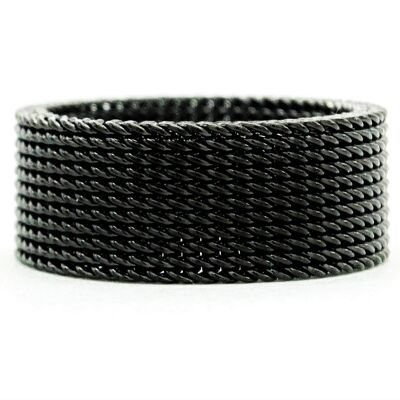 Black Steel Mesh Band Ring