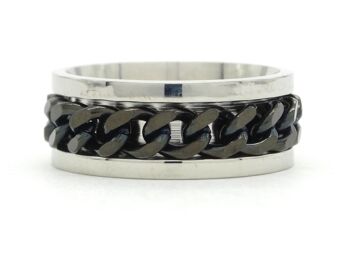 Bague chaîne noire en acier inoxydable 1