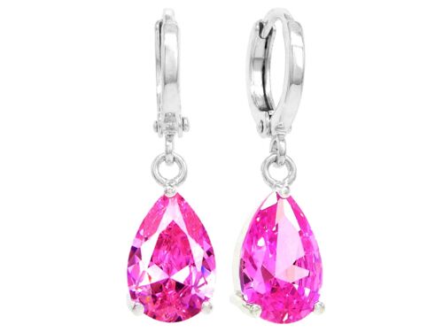 Pink Raindrop White Gold Earrings