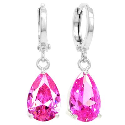 Pendientes de Oro Blanco Pink Raindrop