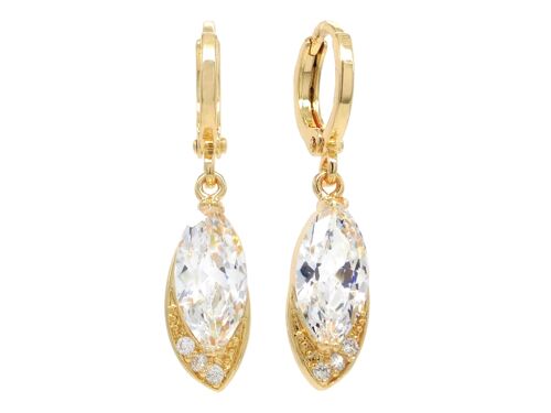 Gold Clear Marquise Earrings