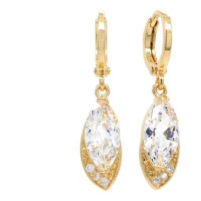 Gold Clear Marquise Earrings