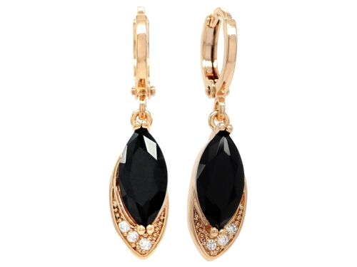 Rose Gold Black Moonstone Marquise Earrings