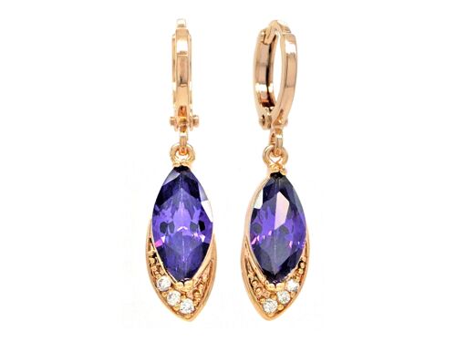 Rose Gold Purple Marquise Earrings