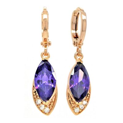 Rose Gold Purple Marquise Earrings