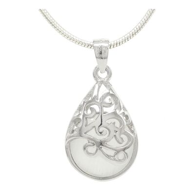 Collier en pierre de lune blanche décorée