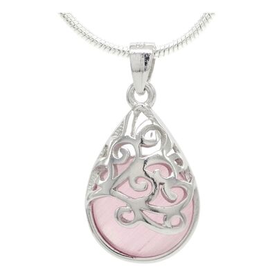 Collana con pietra di luna rosa decorata
