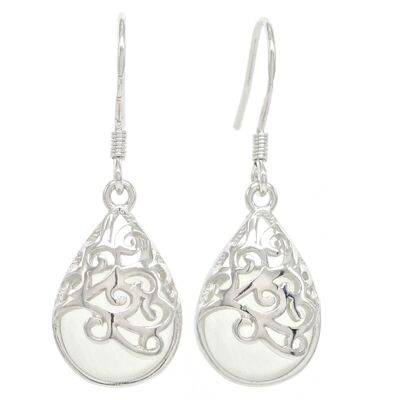 Decorated White Moonstone Earrings