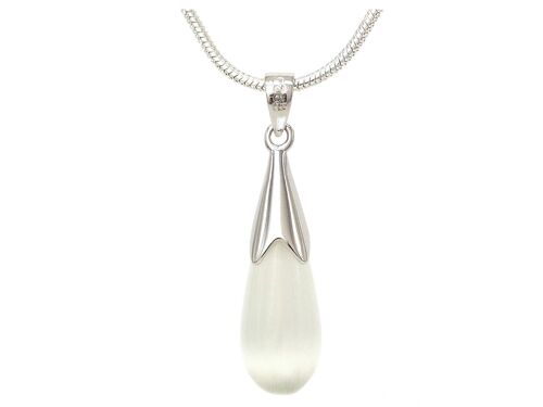 White Moonstone Fall Silver Necklace