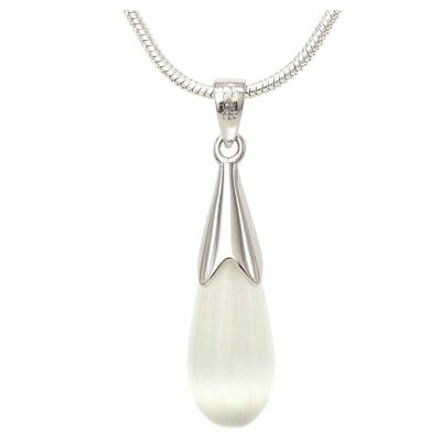 White Moonstone Fall Silver Necklace