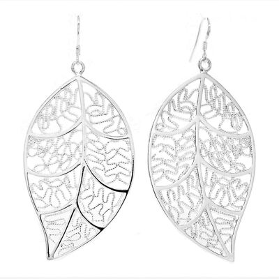 Boucles d'oreilles feuille en argent sterling