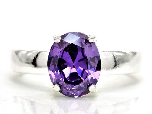 Purple Oval Silver Ring