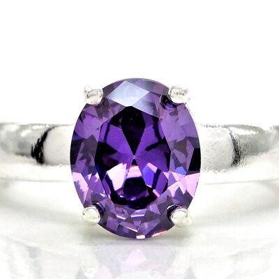 Purple Oval Silver Ring