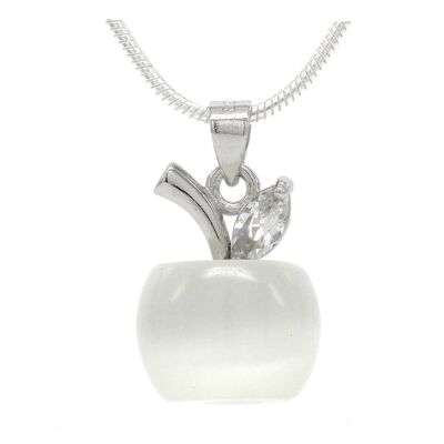 Collier Argent Pierre de Lune Pomme Blanche