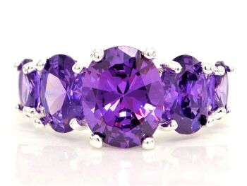 Bague en argent avec pierres précieuses ovales violettes 1